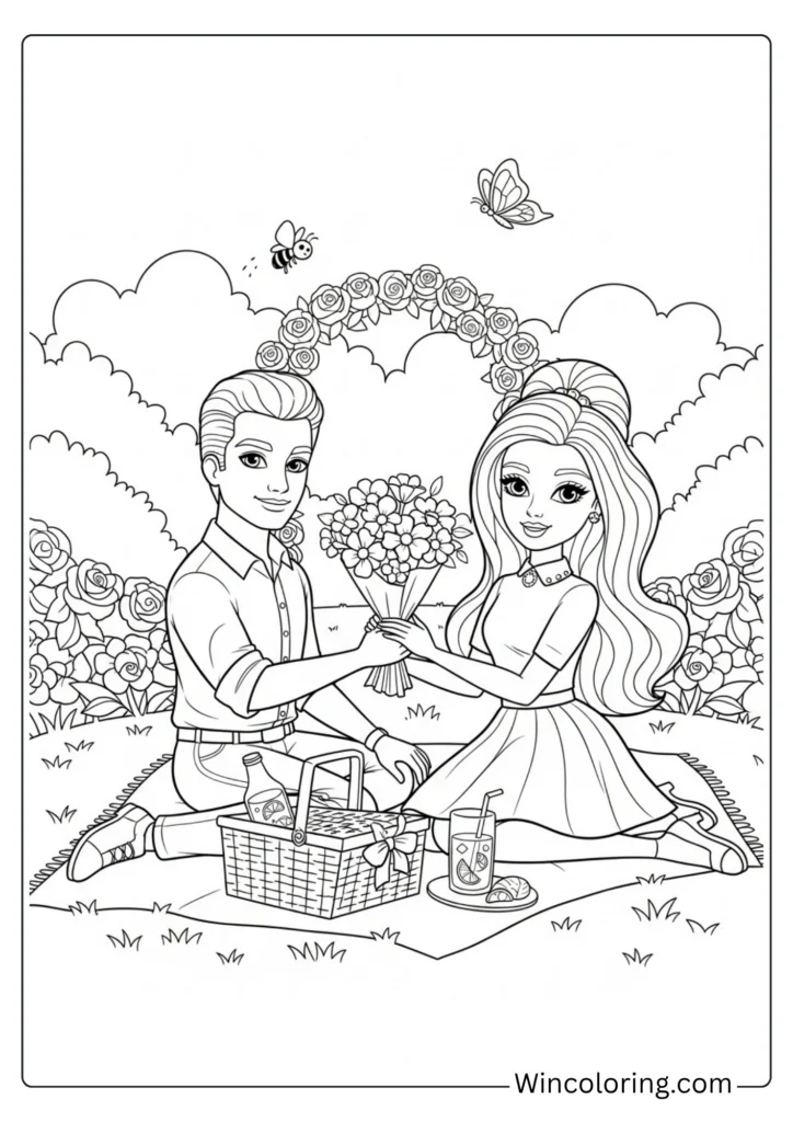 Barbie and Ken on a romantic picnic