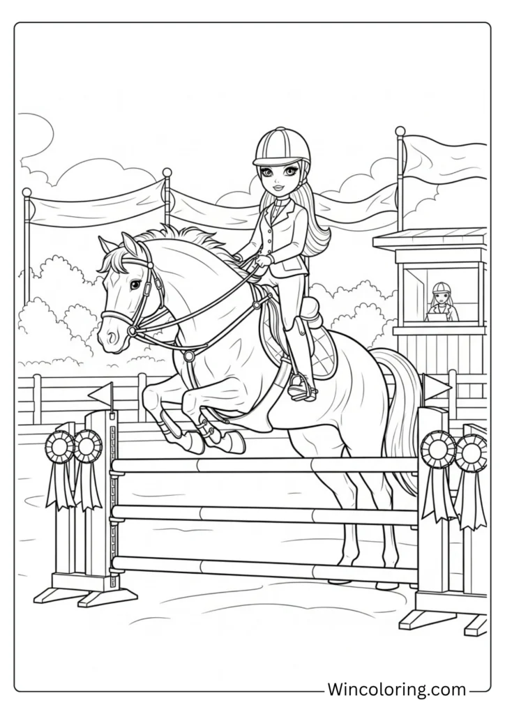 Barbie competing in a horse show
