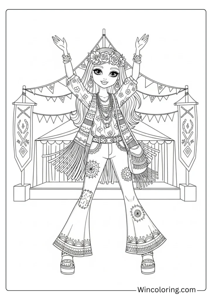 Barbie in a boho festival outfit