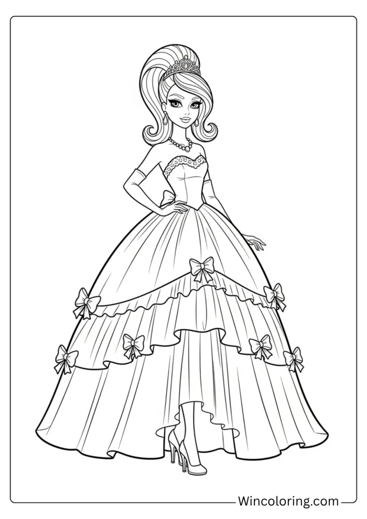 Barbie in a classic pink ball gown