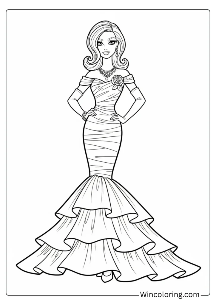 Barbie in a mermaid evening gown