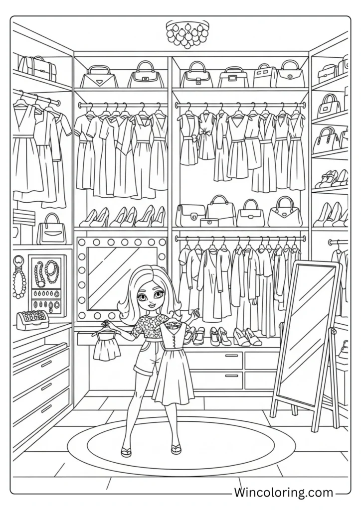 Barbie's Dream Closet full of outfits