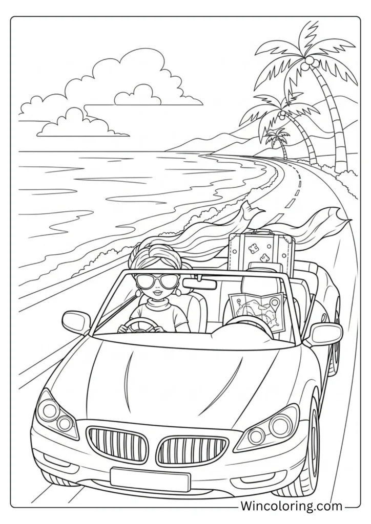 Barbie's pink convertible road trip