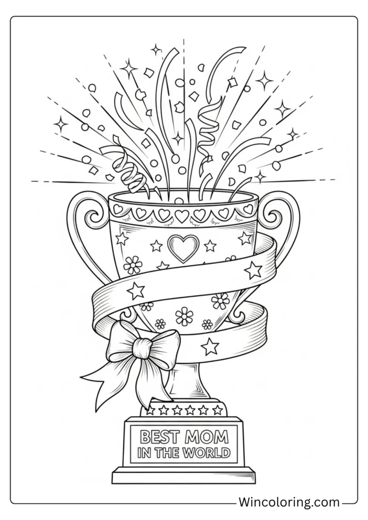 Best Mom in the World trophy coloring page