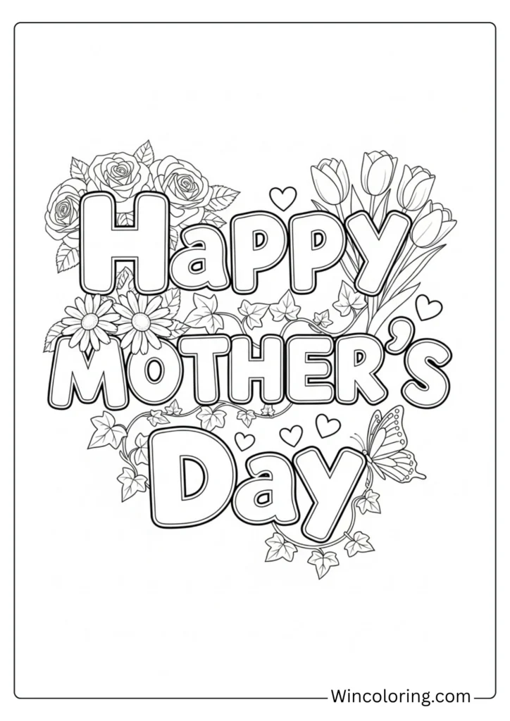 Happy Mother's Day floral lettering