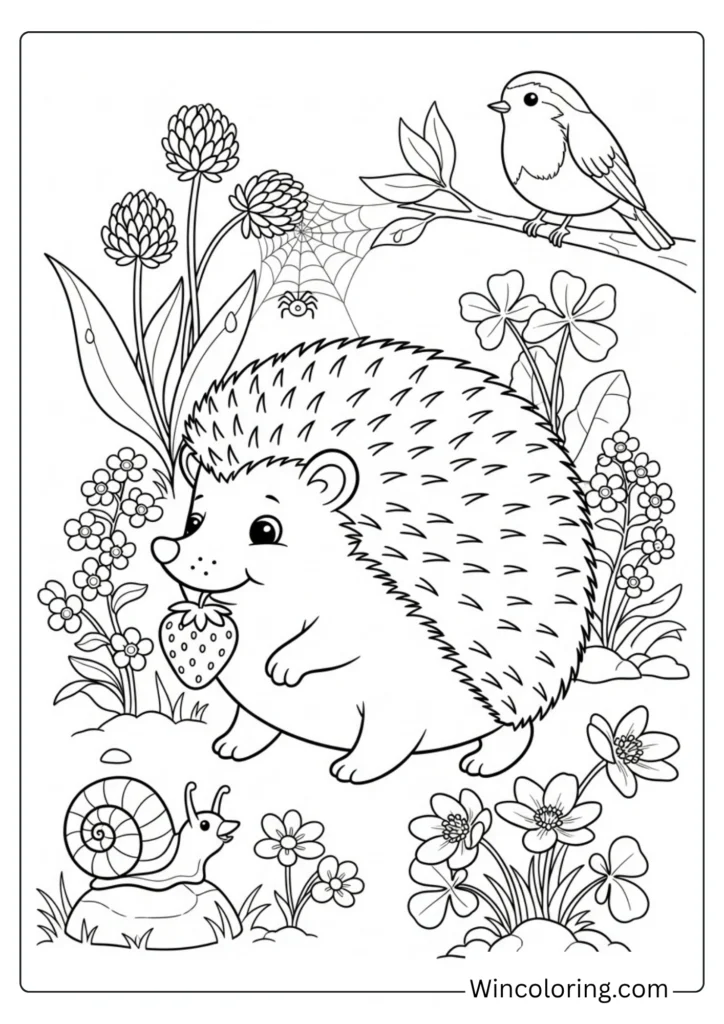 Hedgehog in a May garden