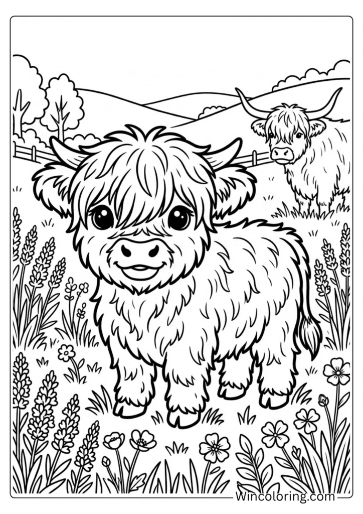 Highland calf with fluffy fringe