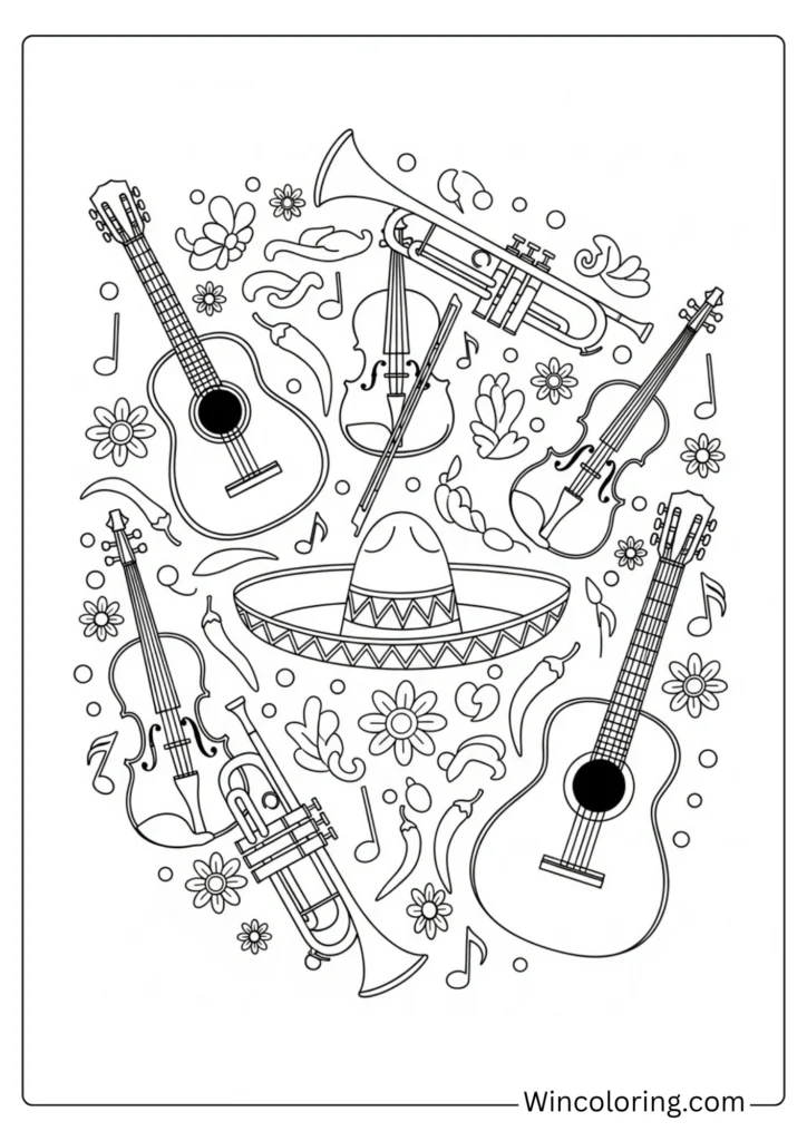 Mariachi Instruments Flat Lay