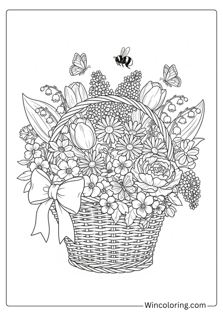 May Day flower basket overflowing