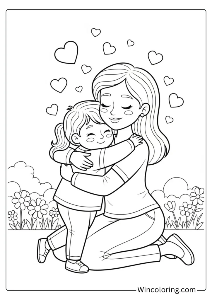 Mom and child sharing a giant hug