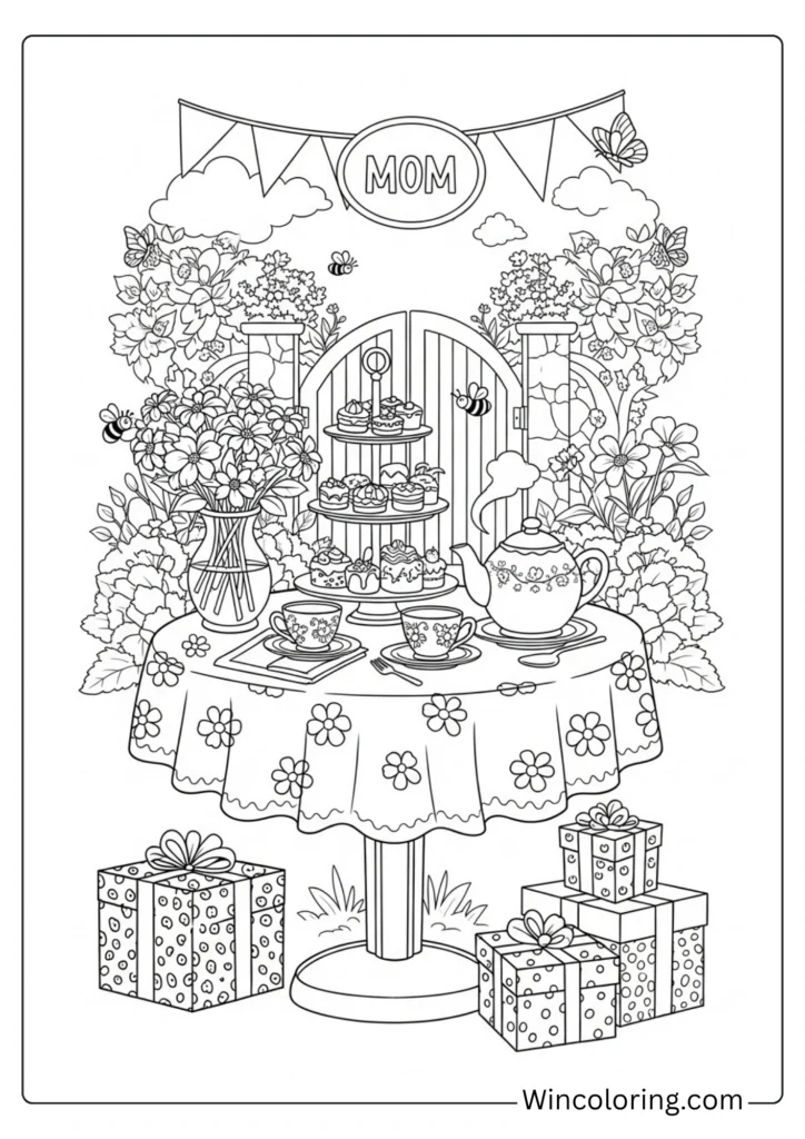 Mother's Day tea party in the garden