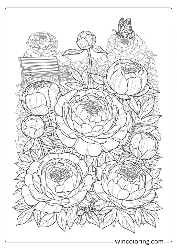 Peony garden in full bloom