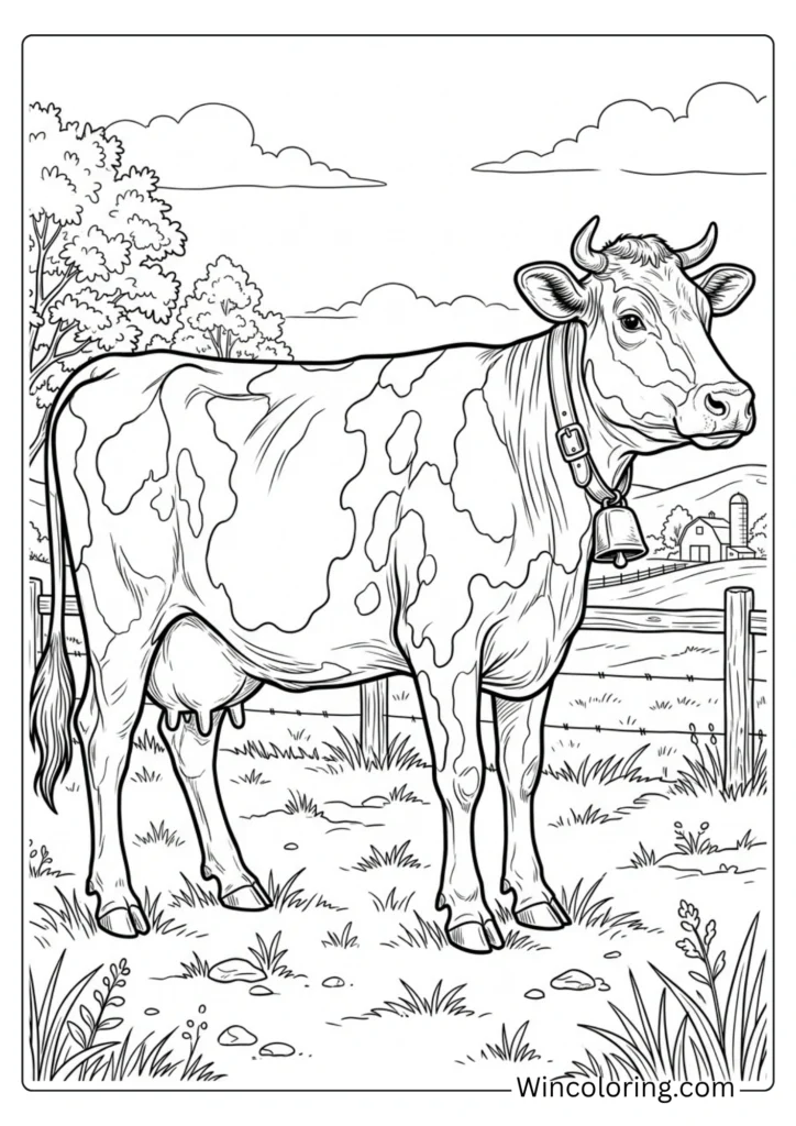 Realistic Holstein cow in profile