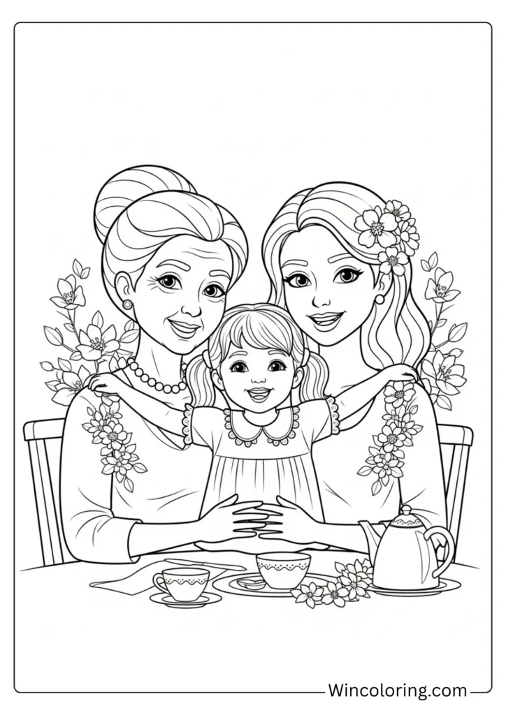 Three generations of women hugging