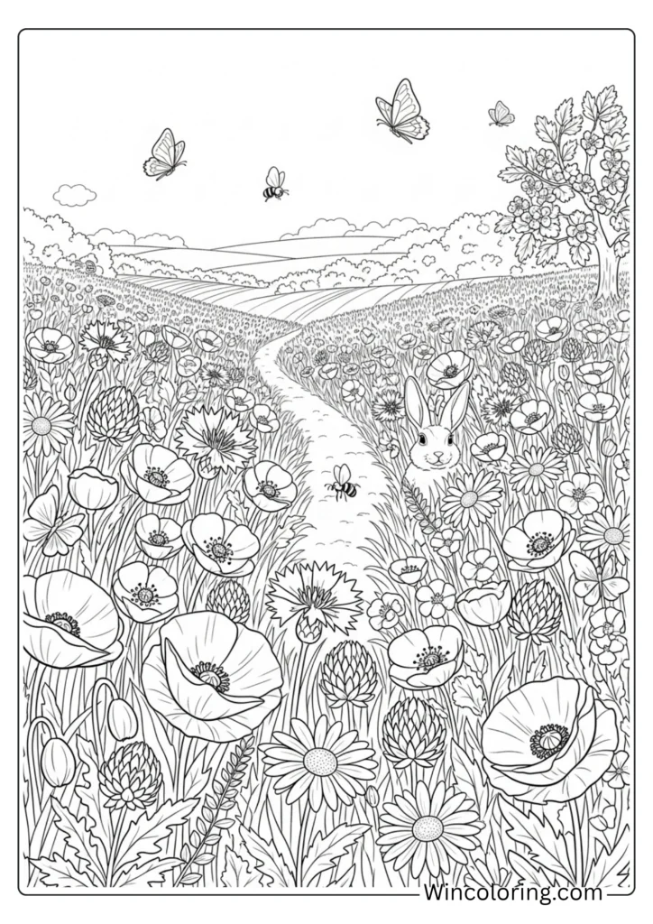 Wildflower meadow panorama