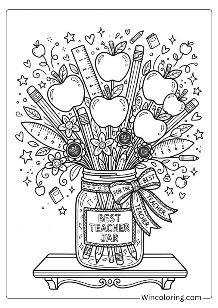 Apple bouquet — flower arrangement of apples and pencils