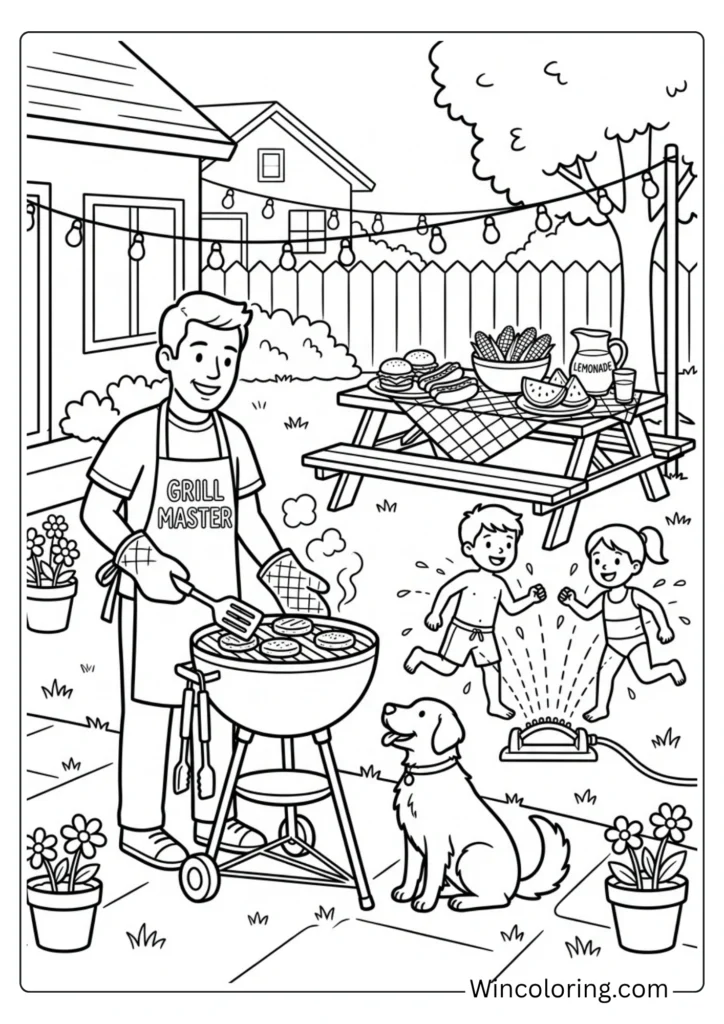 Backyard summer barbecue scene