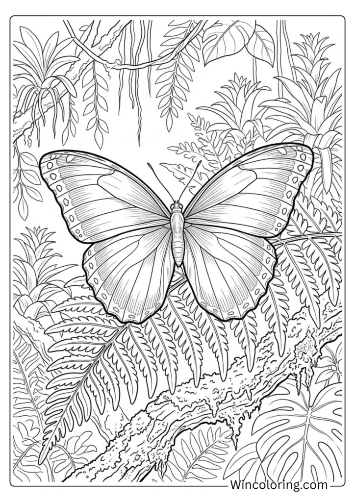 Blue morpho in rainforest