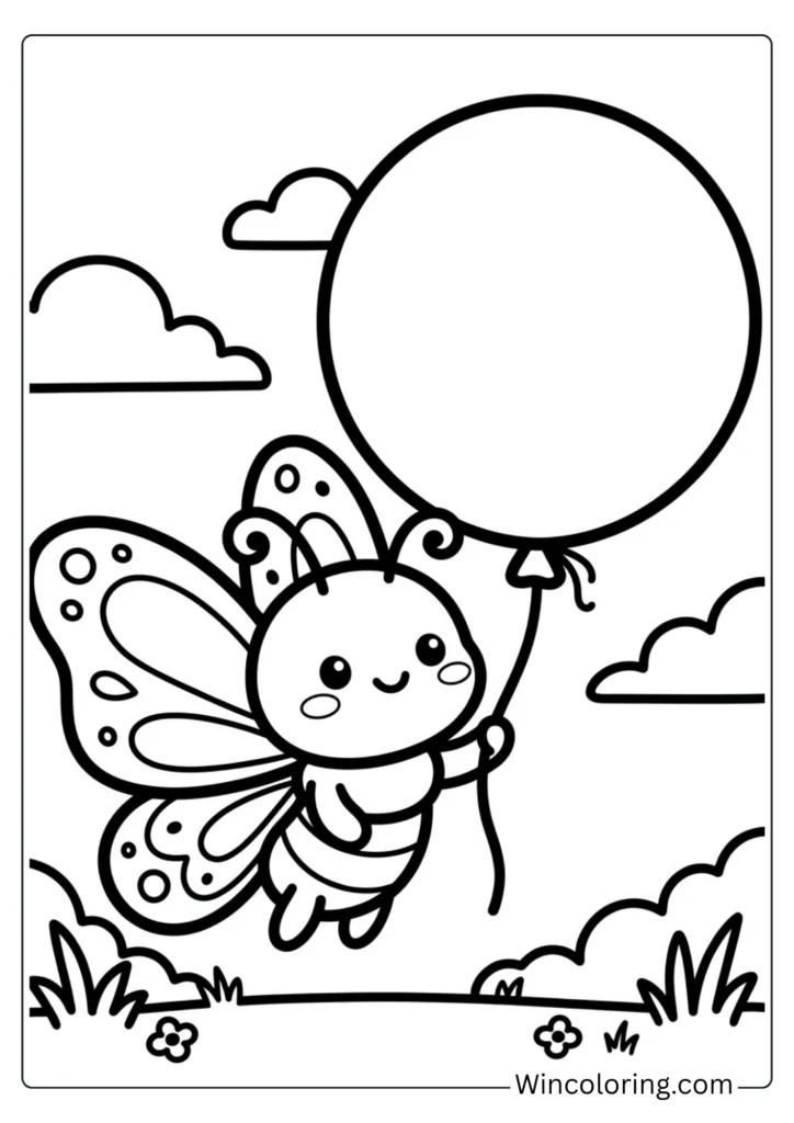 Butterfly holding a balloon
