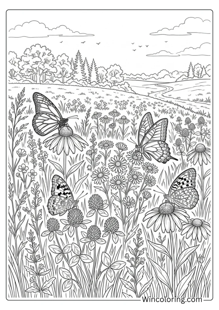 Butterfly meadow panorama