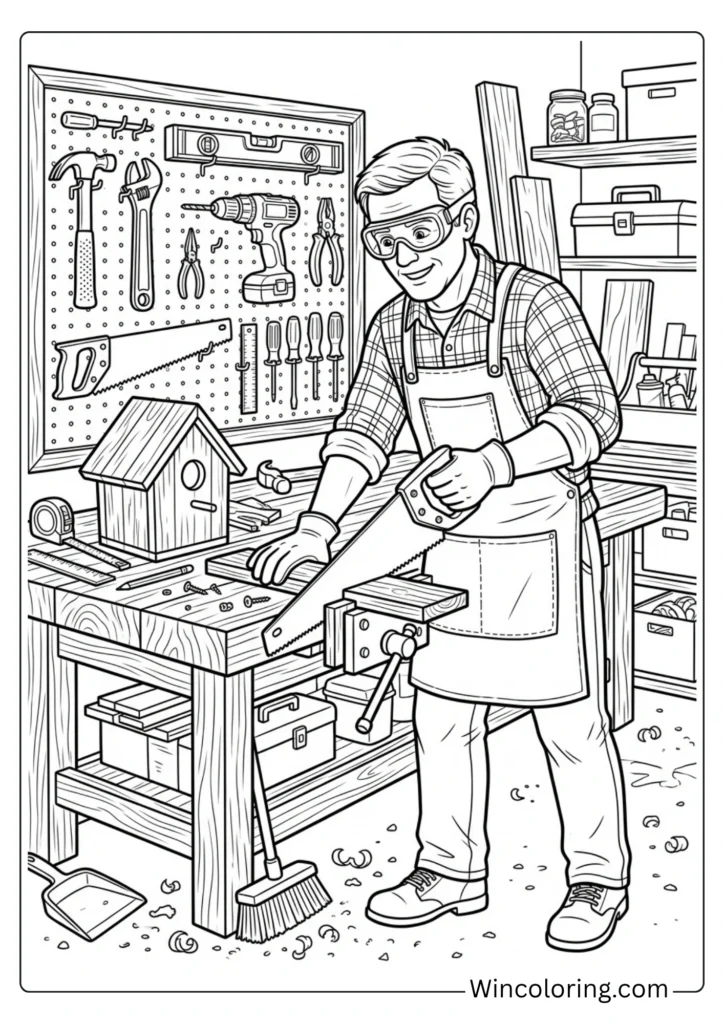Dad the DIY carpenter in the workshop
