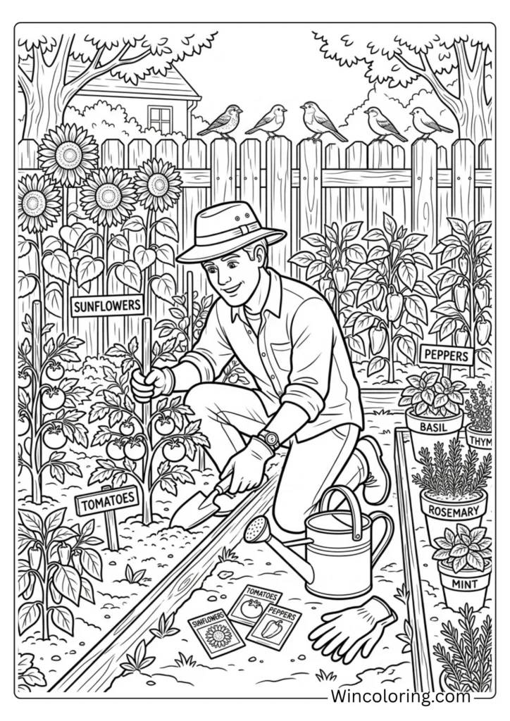 Dad the gardener in his vegetable patch