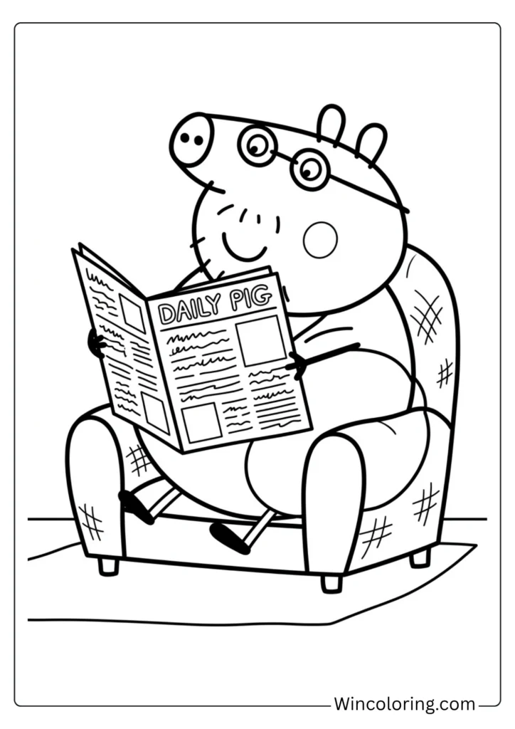 Daddy Pig coloring page big tummy funny