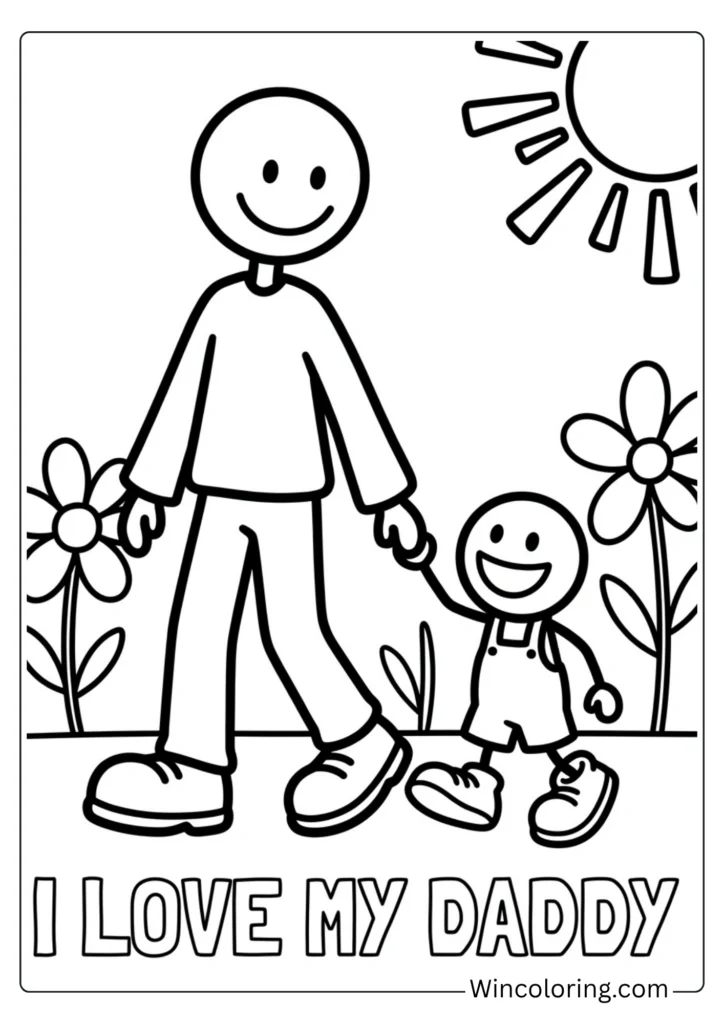 Daddy and me holding hands — big simple shapes