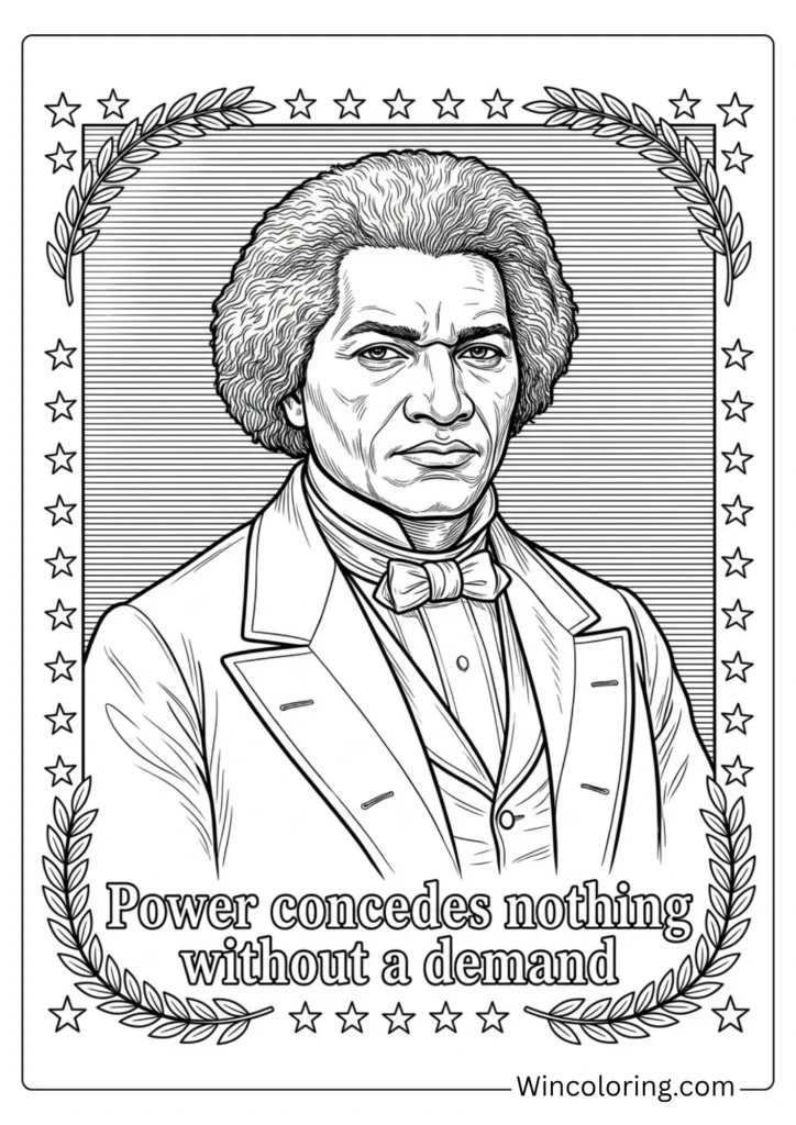 Frederick Douglass — detailed portrait and quote
