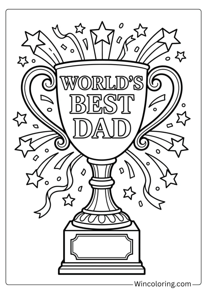 Giant gold trophy with 'World's Best Dad'