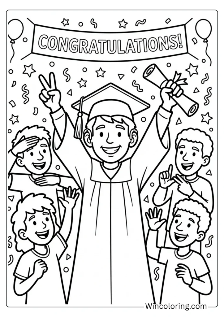 Graduate with hearing aids celebrating