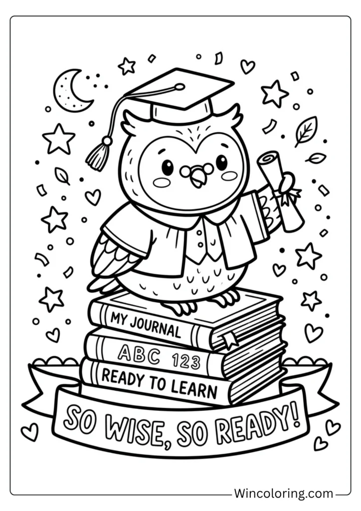 Graduation owl - wise owl in cap and gown