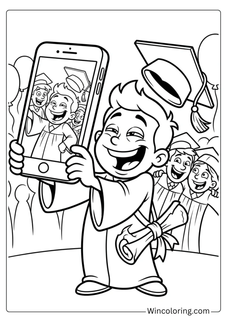 Graduation selfie with giant phone