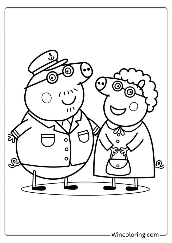 Grandpa Pig and Grandma Pig coloring page