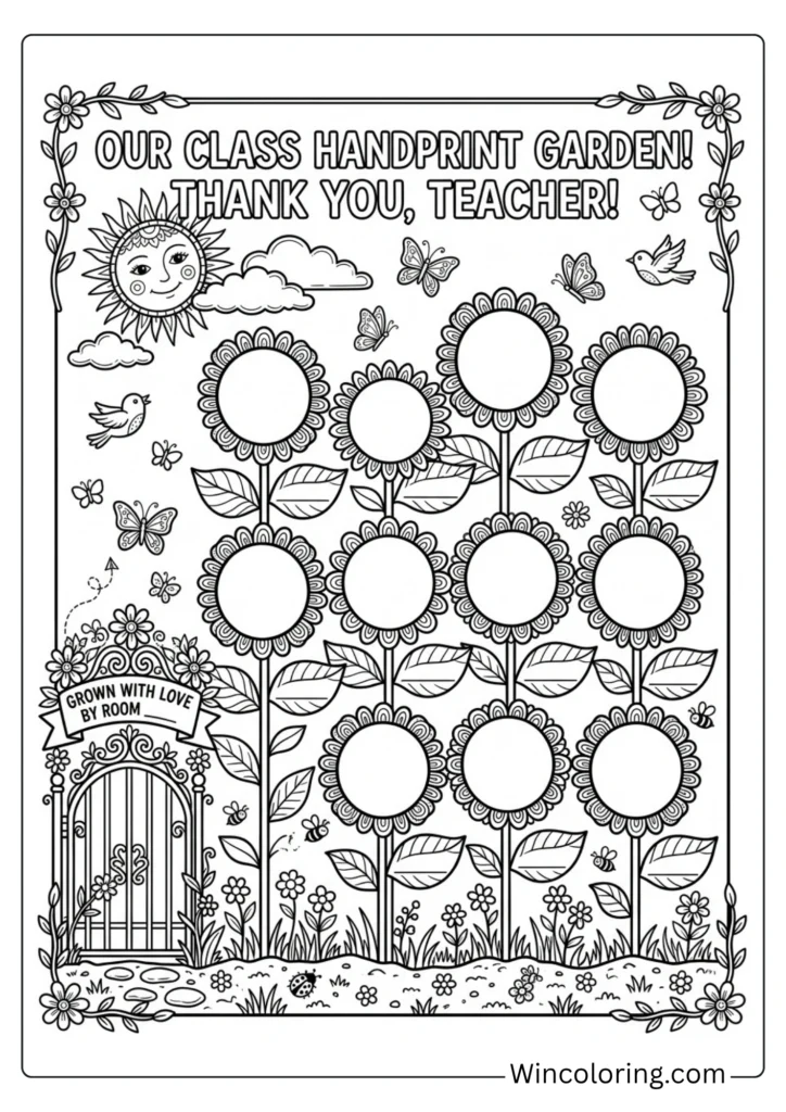 Handprint garden — class thank-you keepsake page