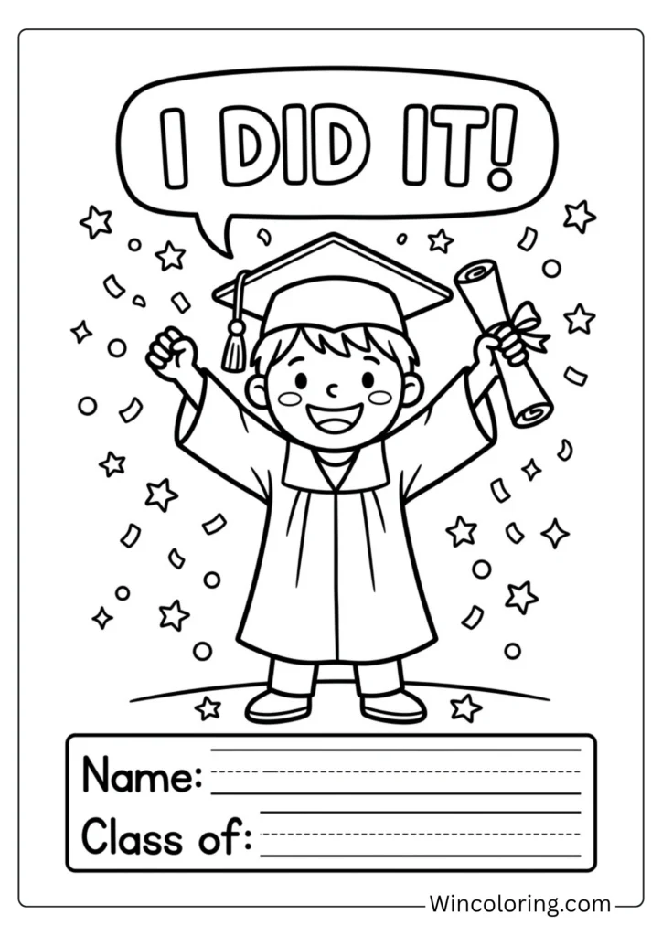 I Did It! graduating child coloring page