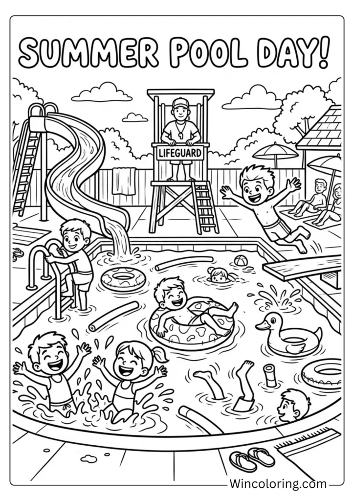 Kids at the swimming pool