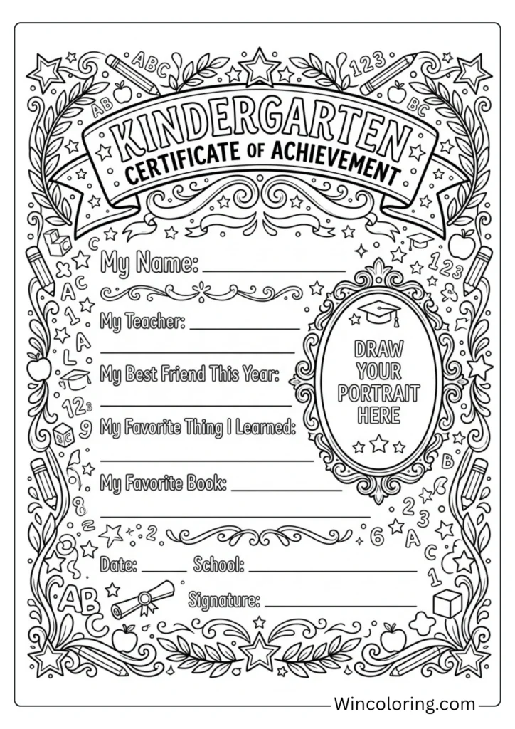 Kindergarten memory diploma — fill-in keepsake