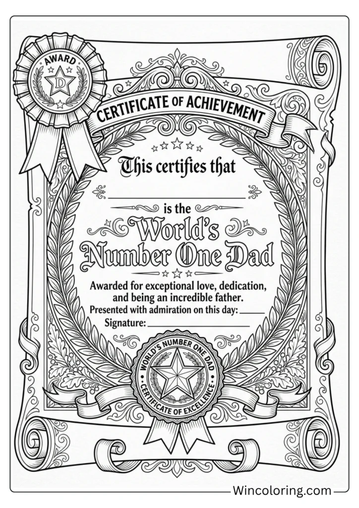 'Number One Dad' certificate scroll