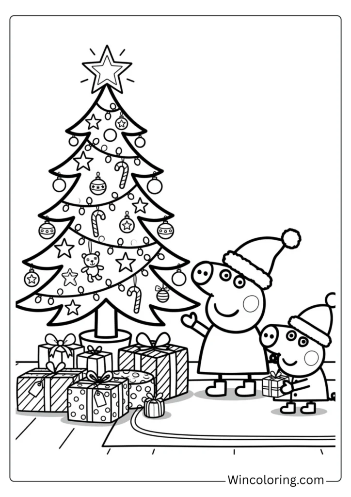 Peppa Pig Christmas coloring page holiday