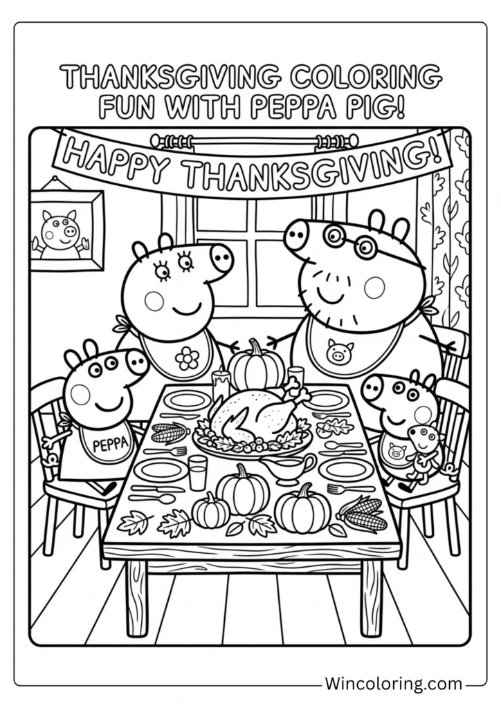 Peppa Pig Thanksgiving coloring page harvest
