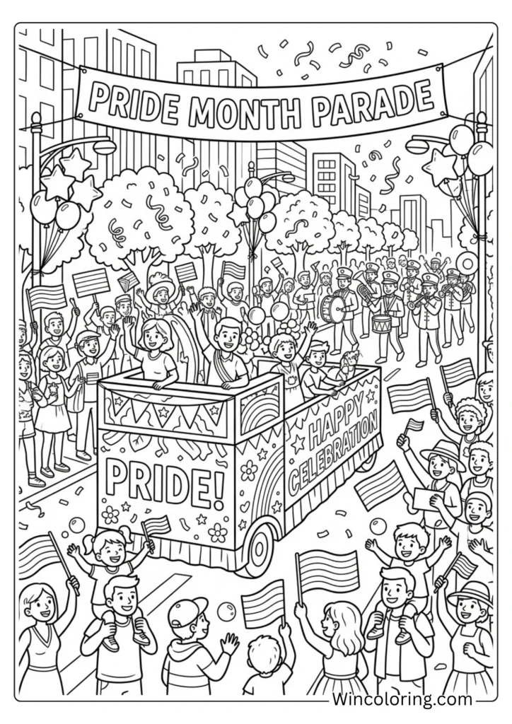 Pride month rainbow parade