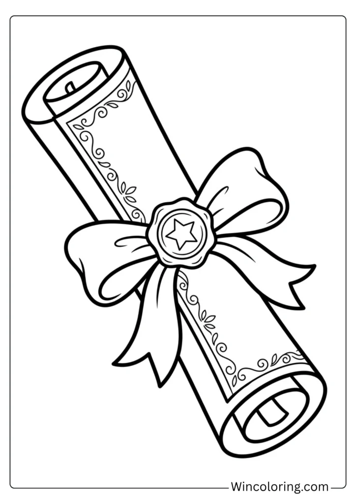 Rolled diploma with wax seal and ribbon