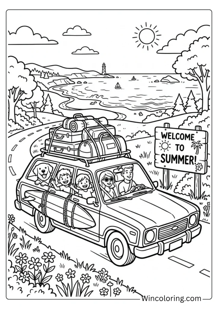 Summer road trip car scene