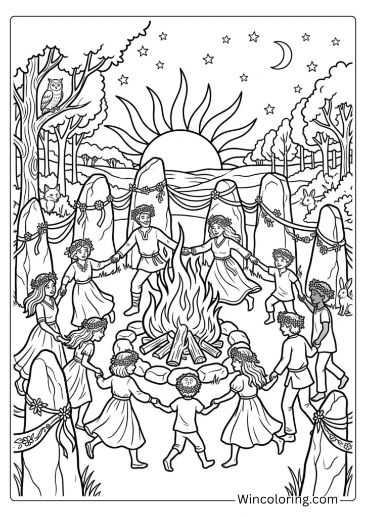Summer solstice celebration scene