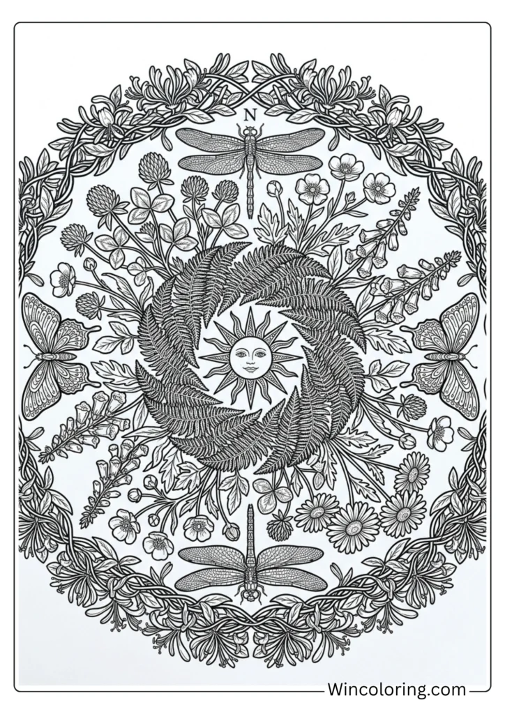 Summer solstice nature mandala