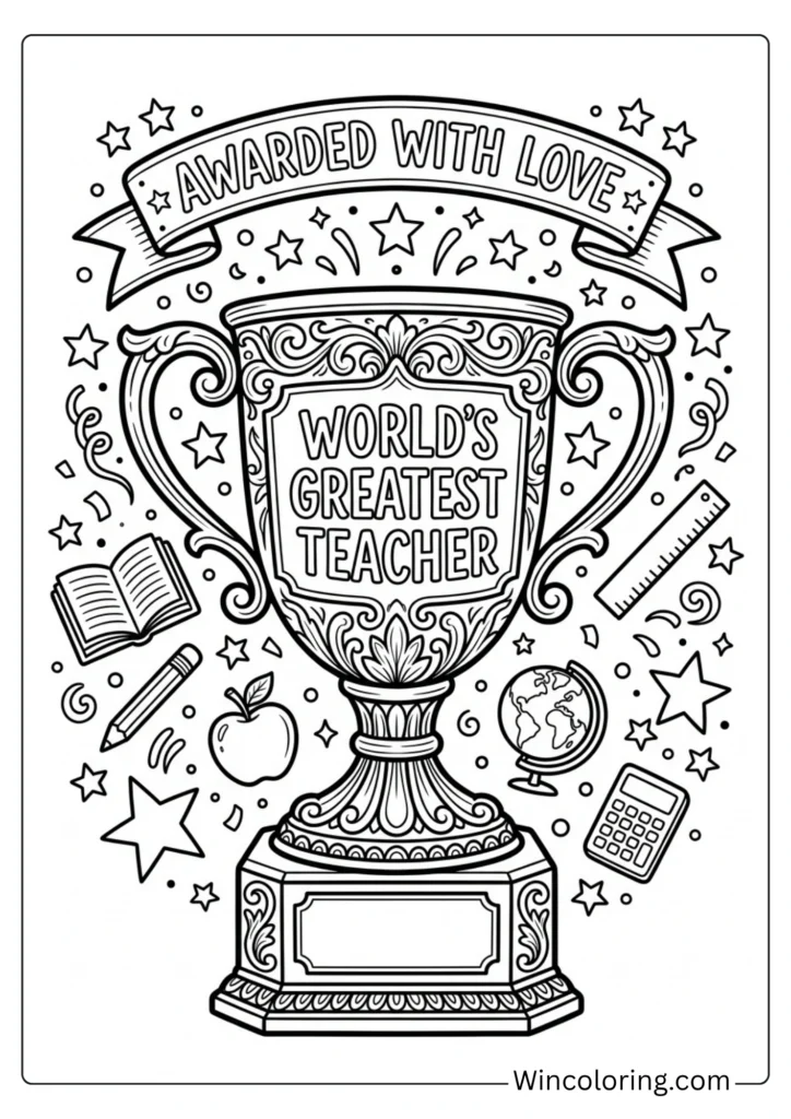 'The World's Greatest Teacher' trophy and certificate
