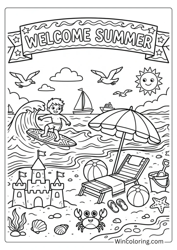 Welcome Summer beach scene banner