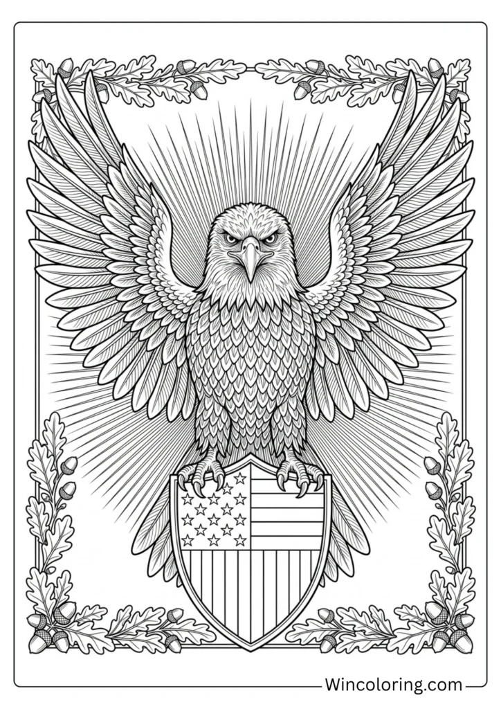 4th of July intricate coloring page adult eagle detailed