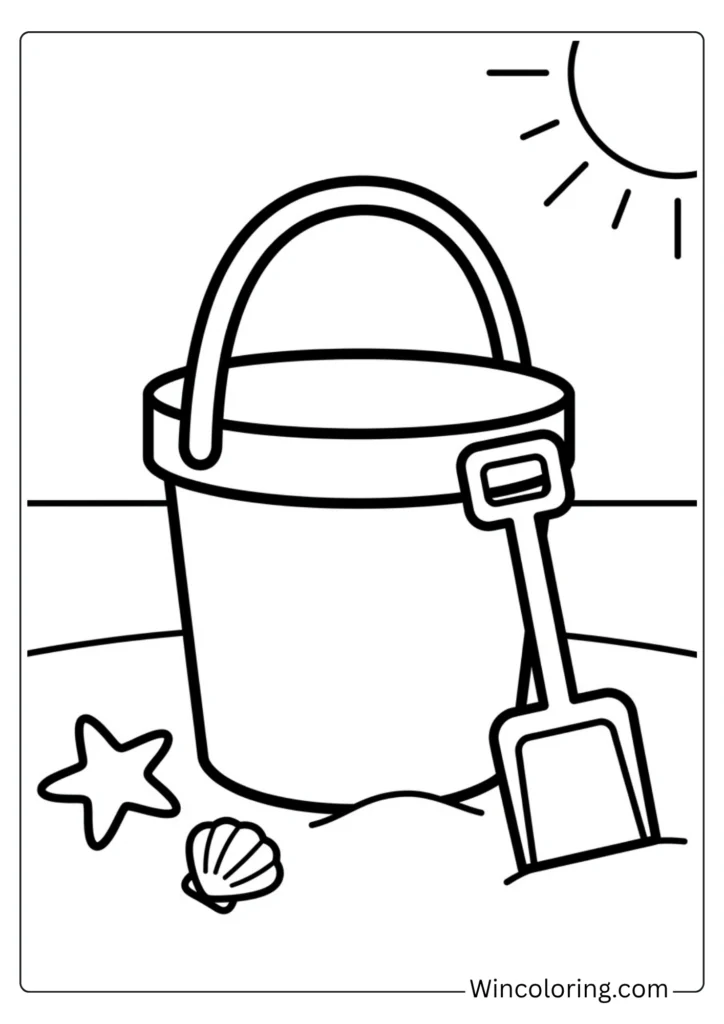 Beach ball and bucket coloring page easy toddler printable